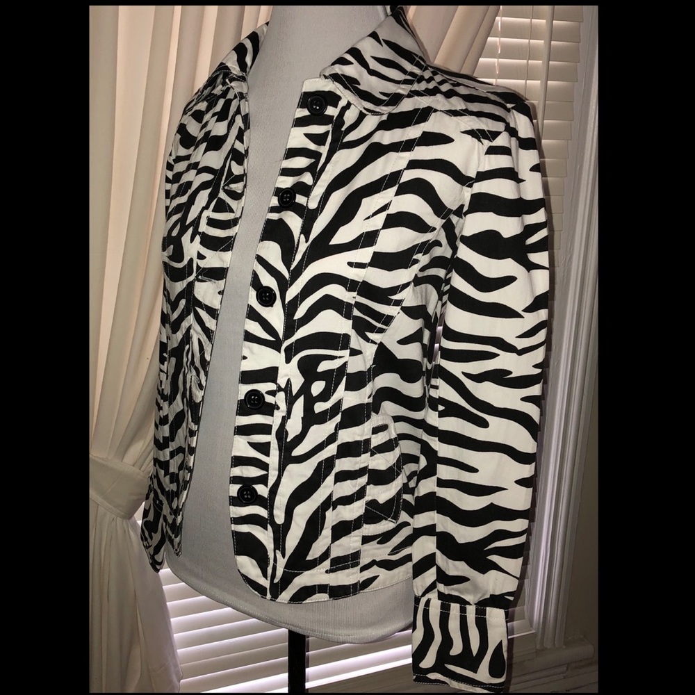 KEREN hart Zebra Print Twill Jacket, Sz Sm